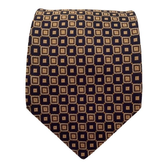 STEFANO RICCI Blue Geometric Tie Made In Italy 60